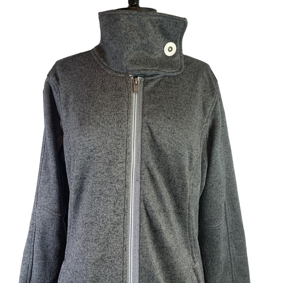 Avalanche Dark Gray Sweater Fleece Mid-Length Jacket with Wrap Collar size large - Picture 1 of 9